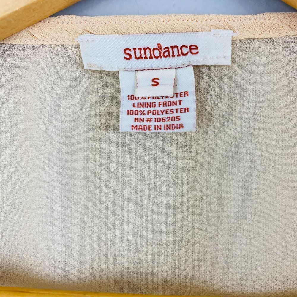 Sundance Sequined Top Womens Small Gold Chiffon Blouse Party Holiday Glam - Picture 3 of 4